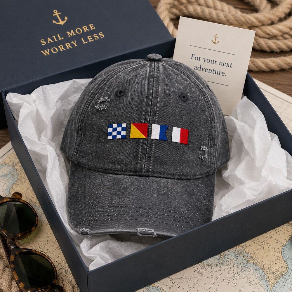 Custom Name In Nautical Flags - Personalized Cap | Coastal Style Gift