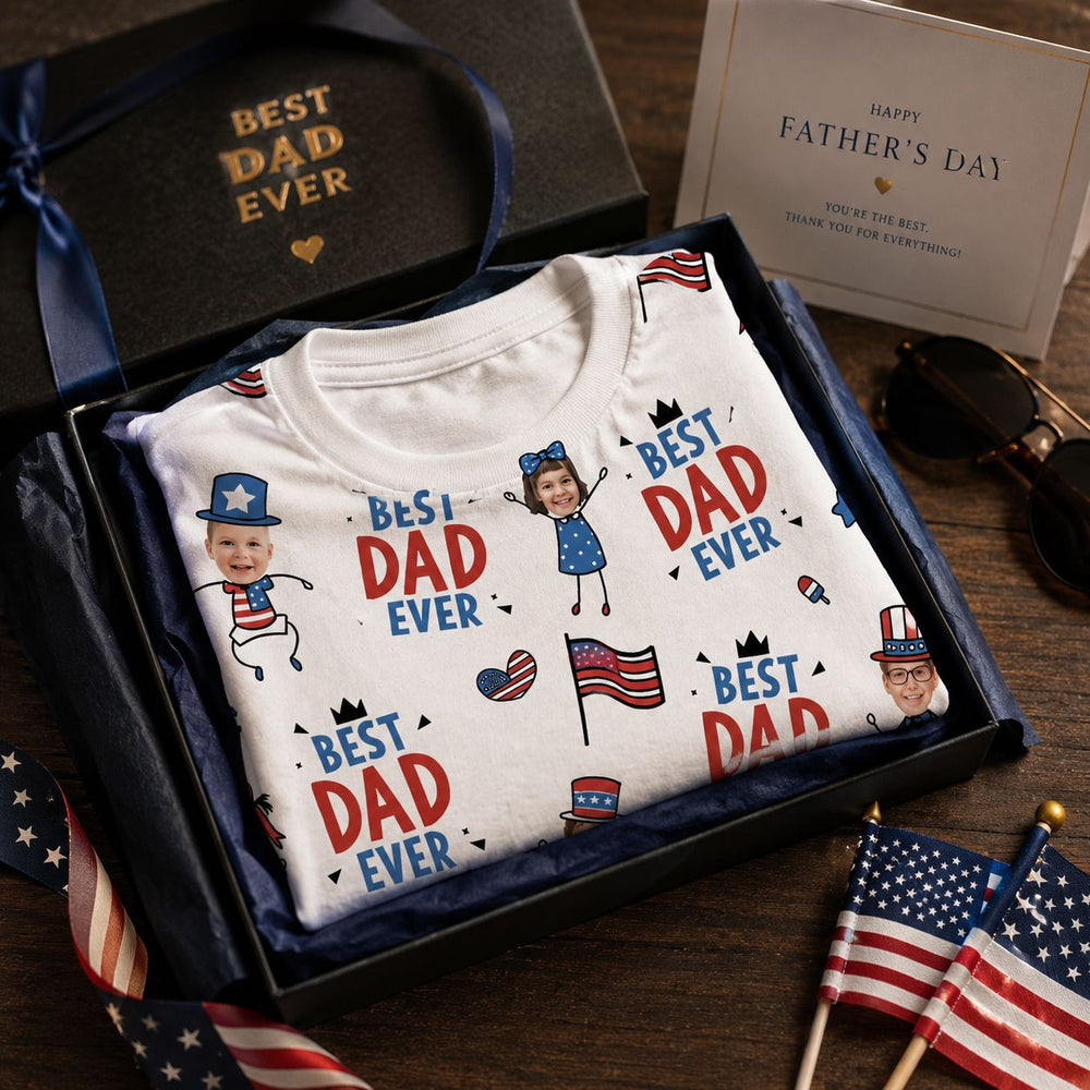 Best Dad Ever USA Flag - Personalized Shirt | Patriotic Gift For Dad
