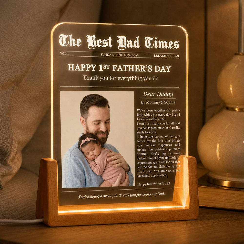 Father's Day Gifts, First Father's Day Custom Photo Gift For Dad, Husband - Personalized Night Light | Heartfelt Keepsake For New Dad