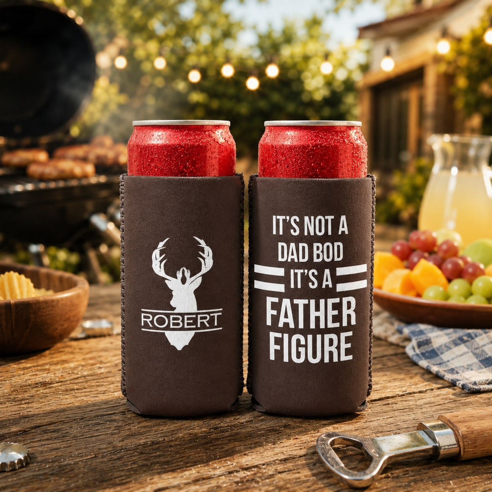 Father's Day Gifts, It’s Not A Dad Bod It’s A Father Figure - Funny Father's Day Gift - Personalized Can Cooler | Funny Gift For Dad & Husband