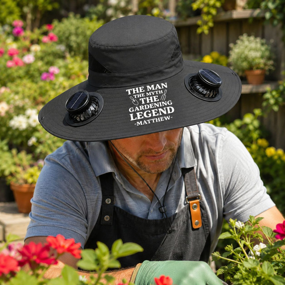 The Man The Myth The Gardening Legend - Personalized Solar Fan Hat