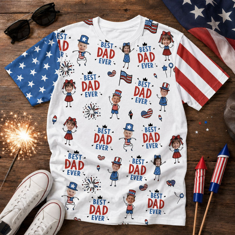 Best Dad Ever USA Flag - Personalized Shirt | Patriotic Gift For Dad