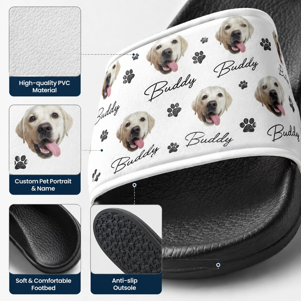 Custom Pet Photo With Name & Paw Print - Personalized Sandals | Pet Lover Gift
