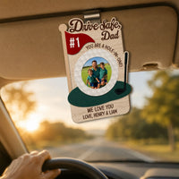 Drive Safe, Daddy Papa, You Are A Hole-In-One! - Father's Day Gift For Golf Dad - Personalized Car Visor Clip | Meaningful Golf Lover Gift