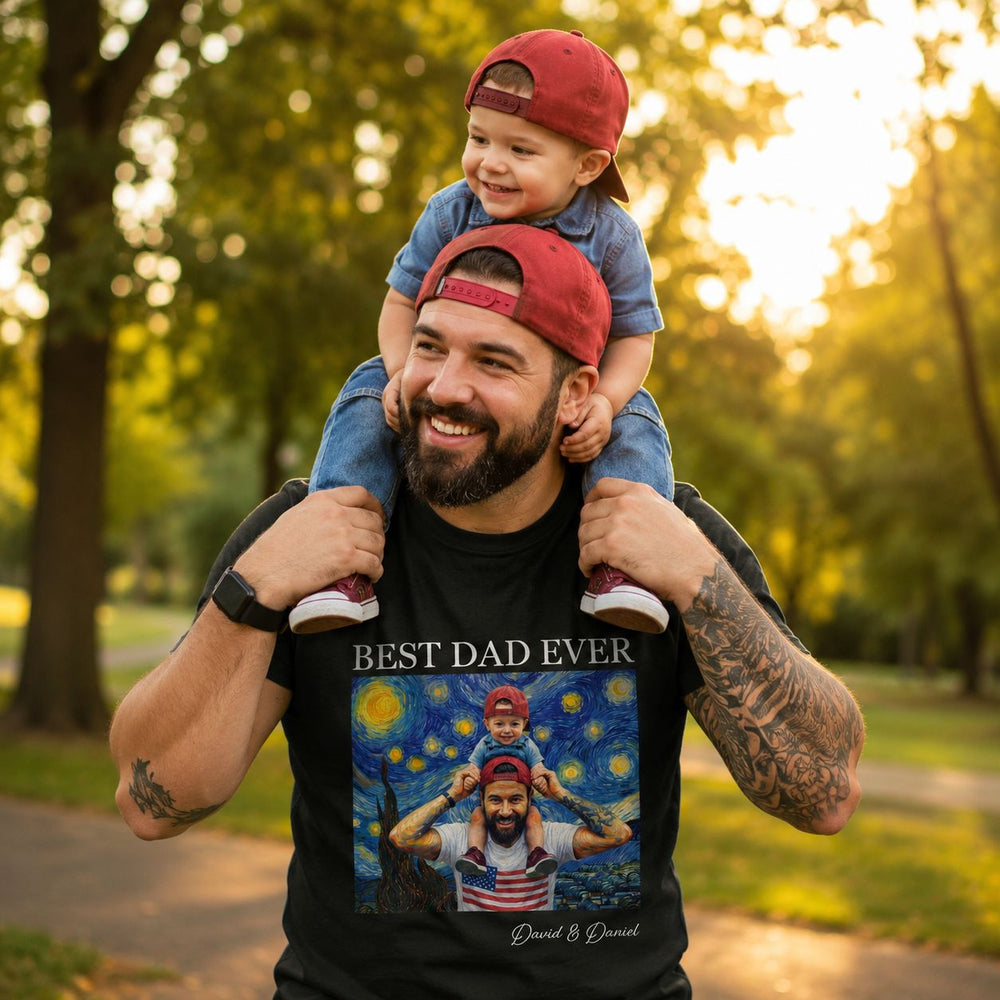 Best Dad Ever Van Gogh Art - Personalized Shirt