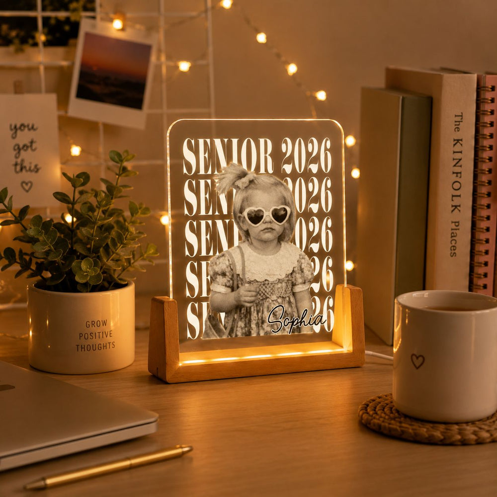 Graduation Senior Vintage Photo - Personalized Night Light | Custom Class Of 2026 LED Memory Lamp
