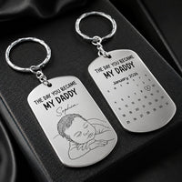 Custom Baby Photo Sketch Line Art Father's Day Gift For New Dad, Husband - Personalized Keychain | Meaningful Keepsake Gift