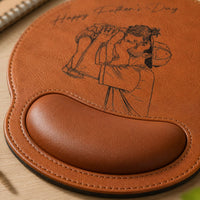 Custom Photo Sketch Line Art Father's Day - Personalized Mouse Pad | Custom Desk Gift