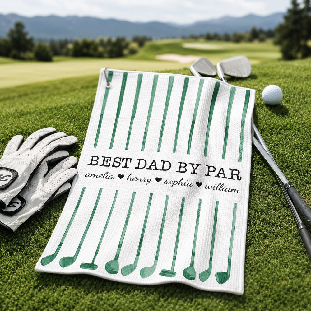 Best Dad By Par Custom Name Golf Dad - Personalized Golf Towel