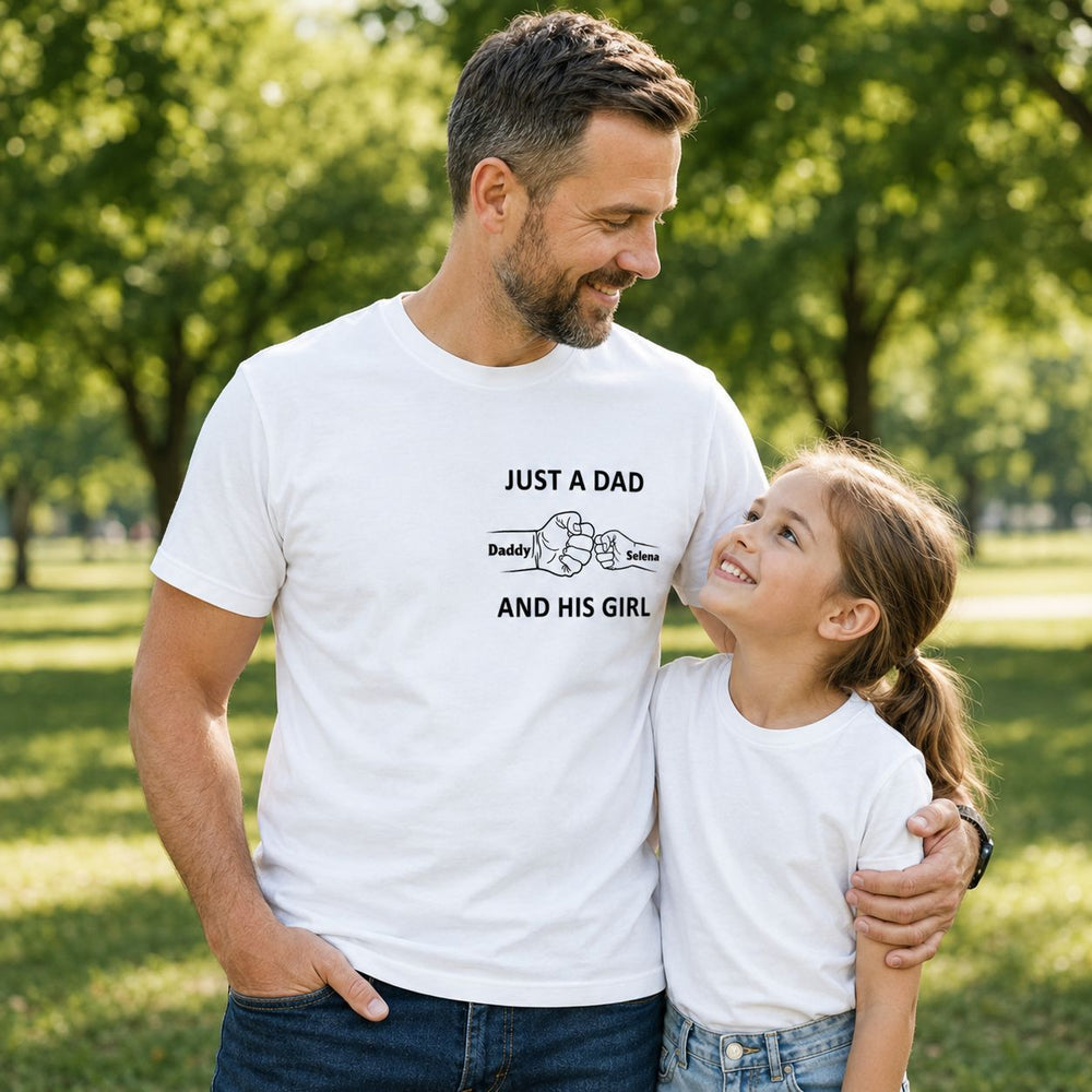 Just A Dad And His Girl Sketch Line Art - Personalized Shirt