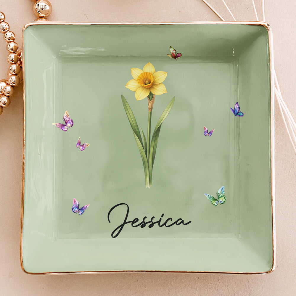 365 Birth Flower Self Gift - Personalized Jewelry Dish