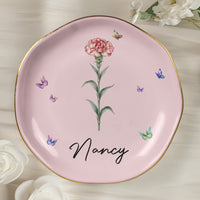 365 Birth Flower Self Gift - Personalized Jewelry Dish