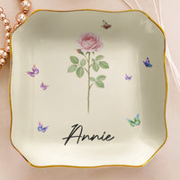 365 Birth Flower Self Gift - Personalized Jewelry Dish