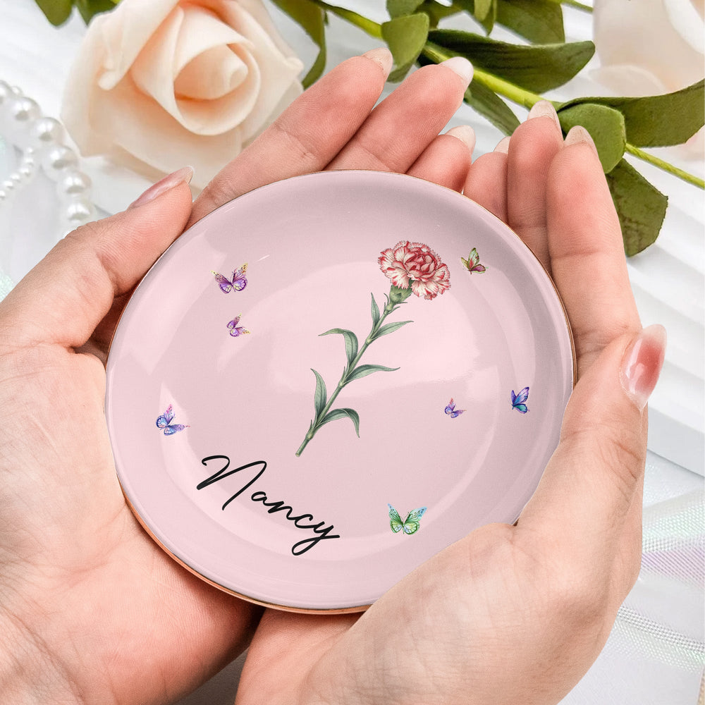 365 Birth Flower Self Gift - Personalized Jewelry Dish