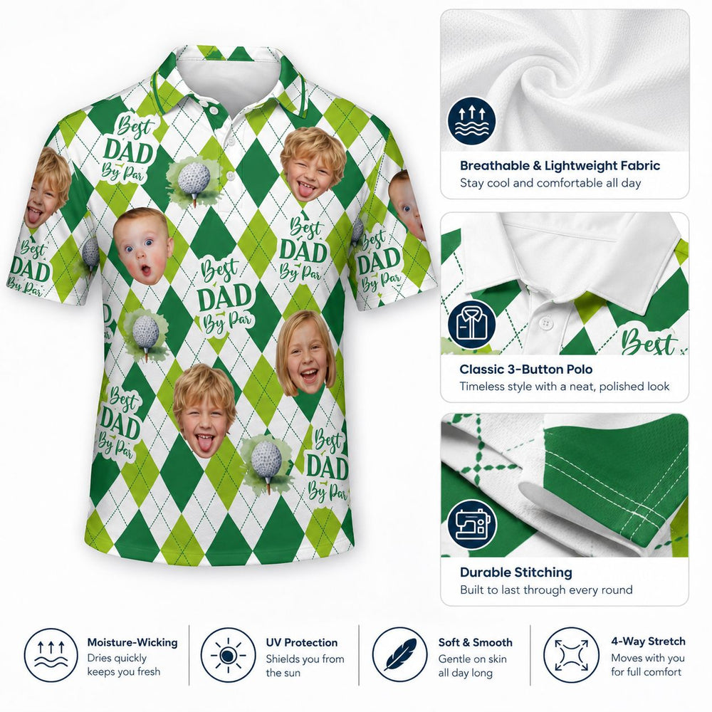 Best Dad By Par Argyle Pattern - Personalized Polo Shirt