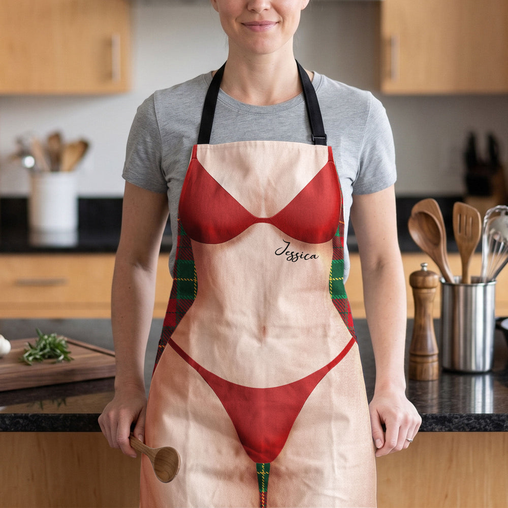 Personalized Funny 3D Sexy Bikini Apron, Custom Name Gag Gift for BBQ & Kitchen