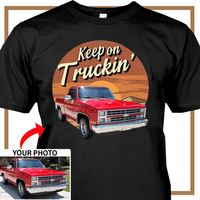 Personalized Classic Truck T-Shirt, Custom Photo Chevy Truck Shirt, Funny Gift for Classic Truck Lovers, Truck Driver Gift for Him - PSTG2DTS000033