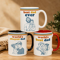 World's Best Dad Sketch Line Art Retro Mug Father's Day - Personalized Mug | Vintage Dad Gift
