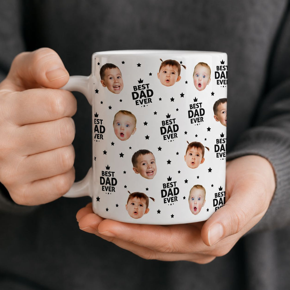 Best Dad Ever Custom Funny Kid Face Father's Day Gift For Dad, Husband, Grandpa - Personalized Mug | Gift For Dad & Grandpa