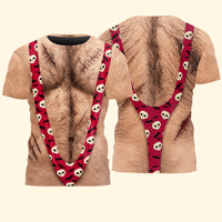 3D Hairy Body Graphic T-Shirt - Funny Halloween Costume Gag Gift
