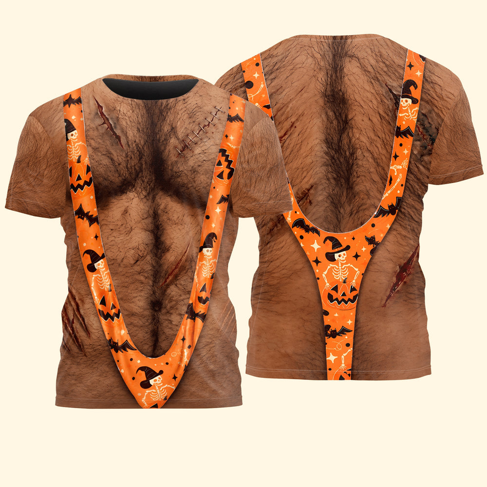 3D Hairy Body Graphic T-Shirt - Funny Halloween Costume Gag Gift