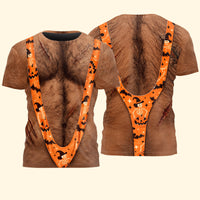 3D Hairy Body Graphic T-Shirt - Funny Halloween Costume Gag Gift