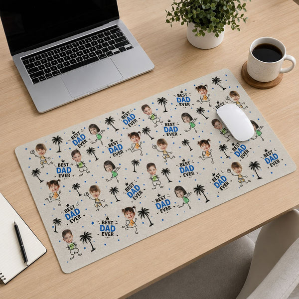 Best Dad Ever Custom Kid Face - Personalized Desk Mat