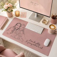 Friendship Custom Photo Sketch Line Art - Personalized Desk Mat