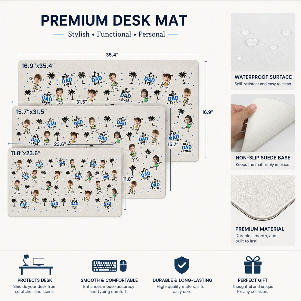 Best Dad Ever Custom Kid Face - Personalized Desk Mat
