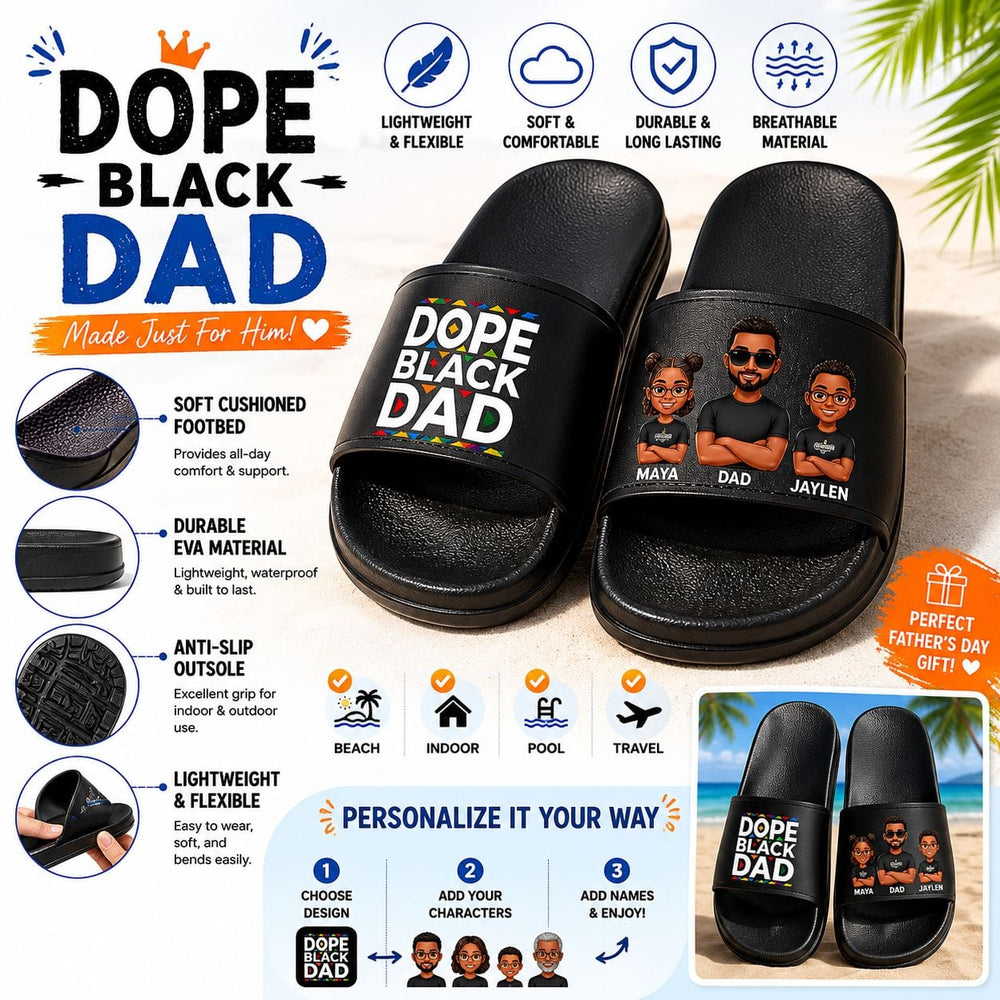 Dope Black Dad Dope Dad - Personalized Sandals