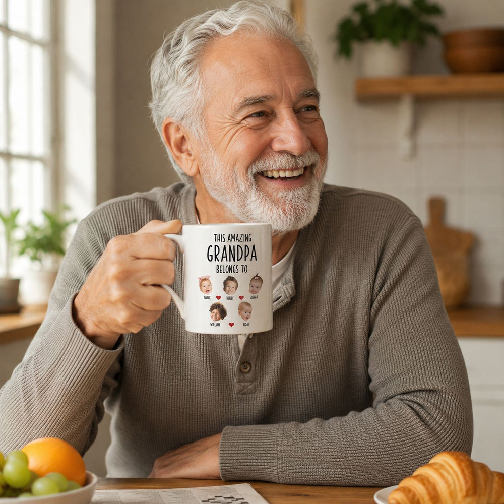 This Amazing Grandpa Belongs To Custom Kids Faces - Personalized Photo Mug