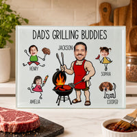 Dad's Grilling Buddies Custom Kid Faces - Personalized Cutting Board