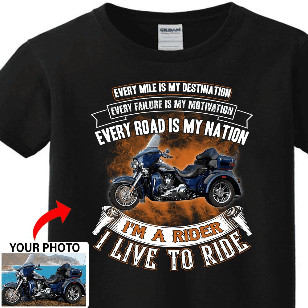 Personalized Biker Custom Photo T-Shirt – Motorcycle Rider Shirt, Unique Gift for Bikers - PSMN2DTS000038