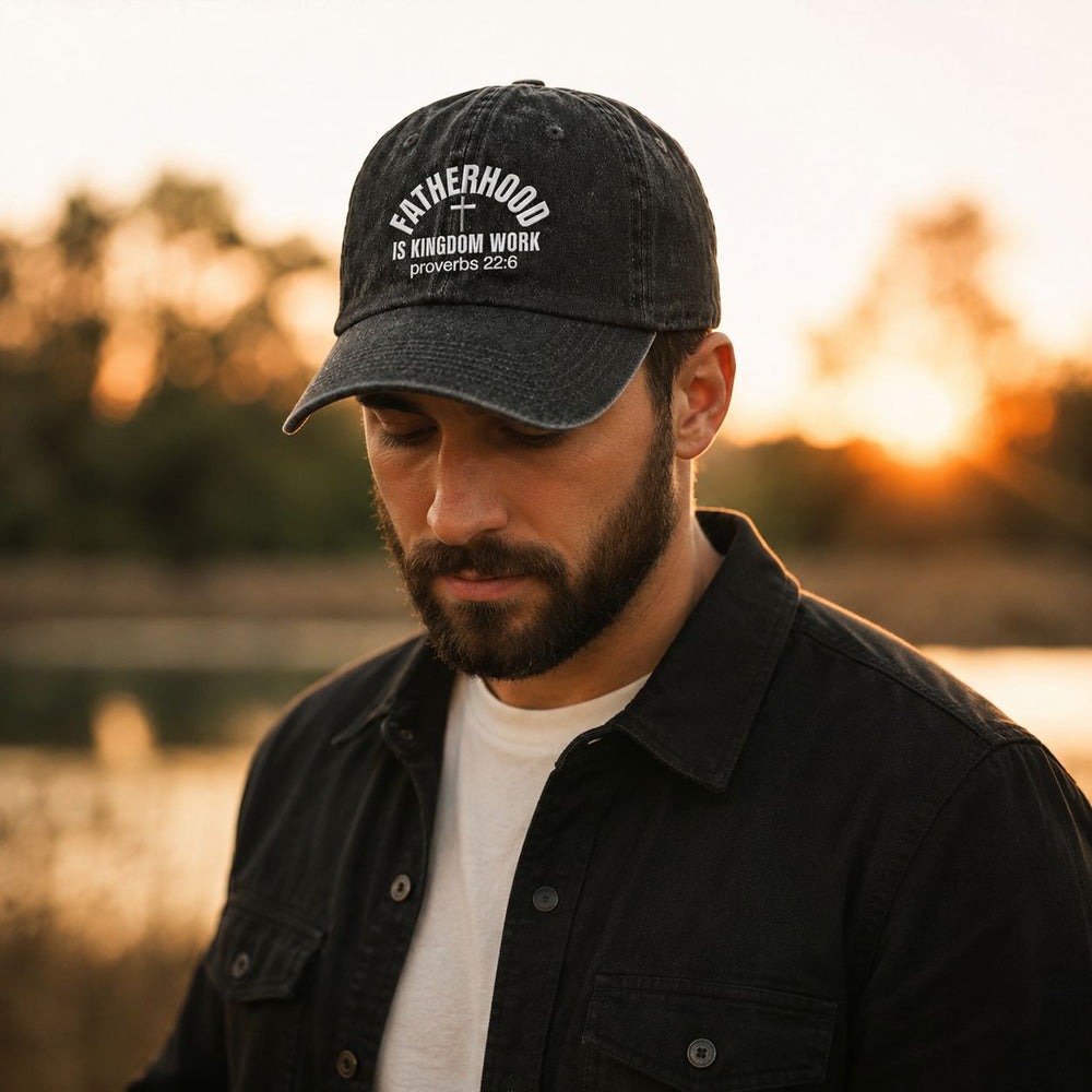 Father's Day Gifts, Fatherhood Is Kingdom Work - Personalized Cap | Inspirational Christian Dad Gift
