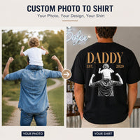 Daddy Est Custom Photo Sketch Art Dad Gift - Personalized Shirt