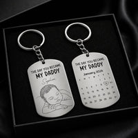 Custom Baby Photo Sketch Line Art Father's Day Gift For New Dad, Husband - Personalized Keychain | Meaningful Keepsake Gift