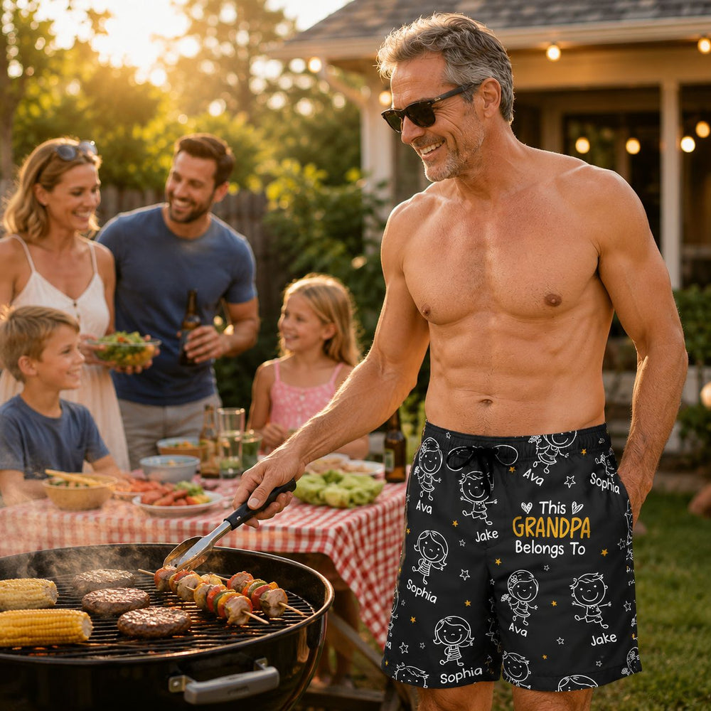This Papa Belongs To Doodle Style - Personalized Shorts | Fun Summer Gift For Papa & Grandpa