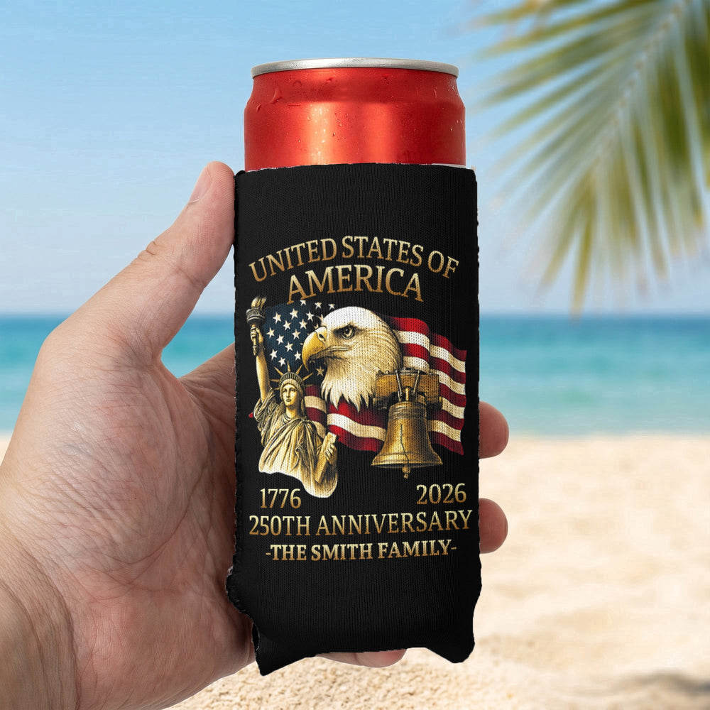 4th Of July Usa 250th Anniversary - Personalized Can Cooler