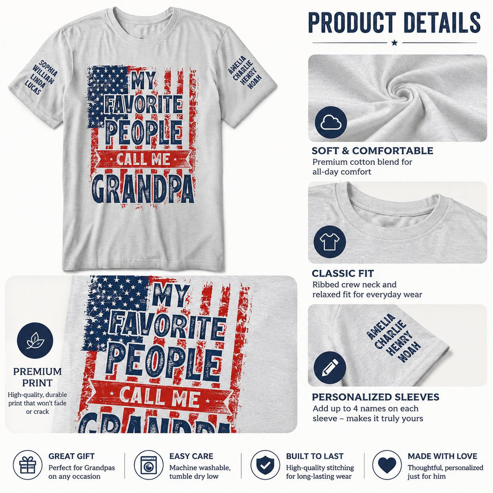 My Favorite People Call Me Grandpa Vintage Style 2 - Personalized Shirt