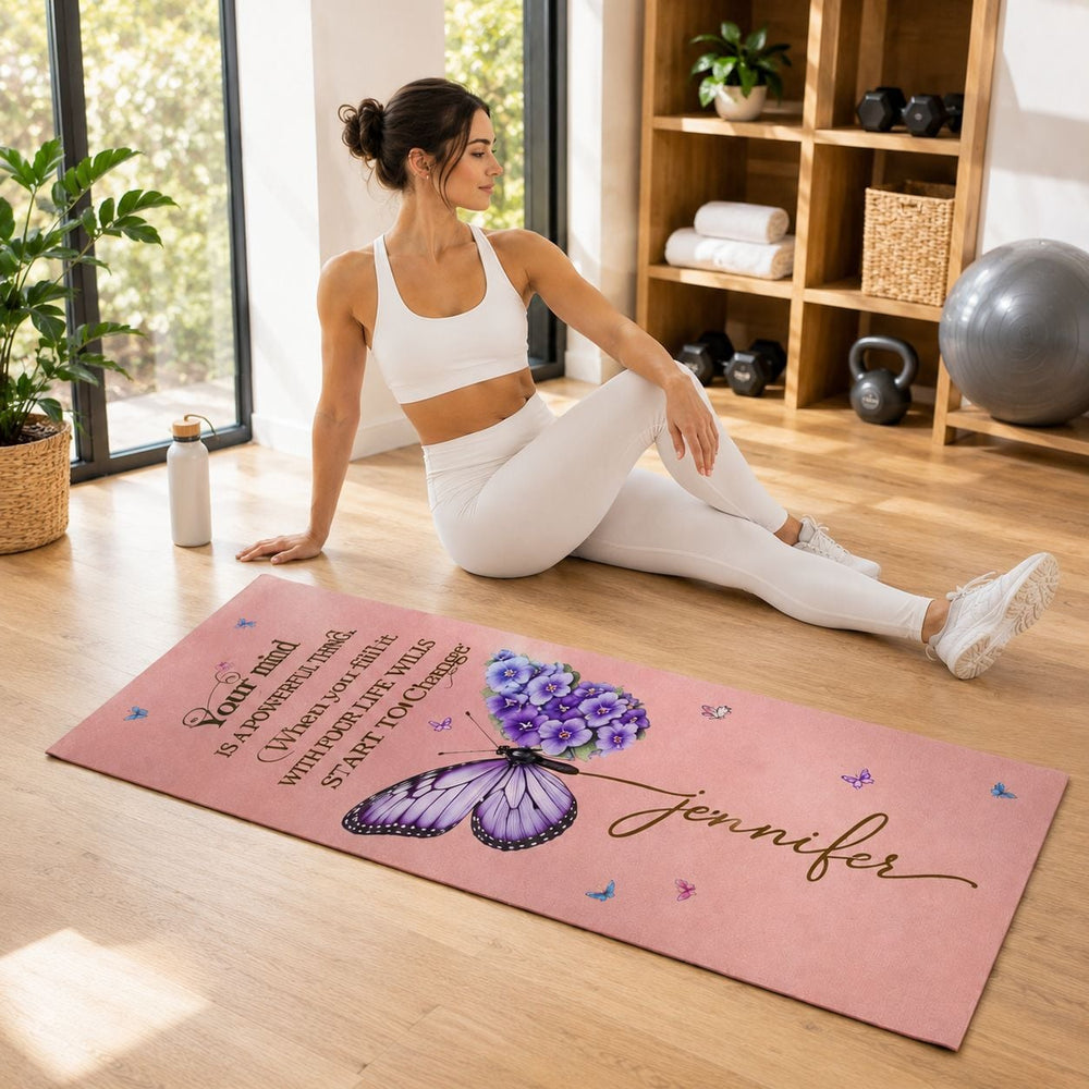 Your Mind Butterfly Birth Month Flower - Personalized Yoga Mat
