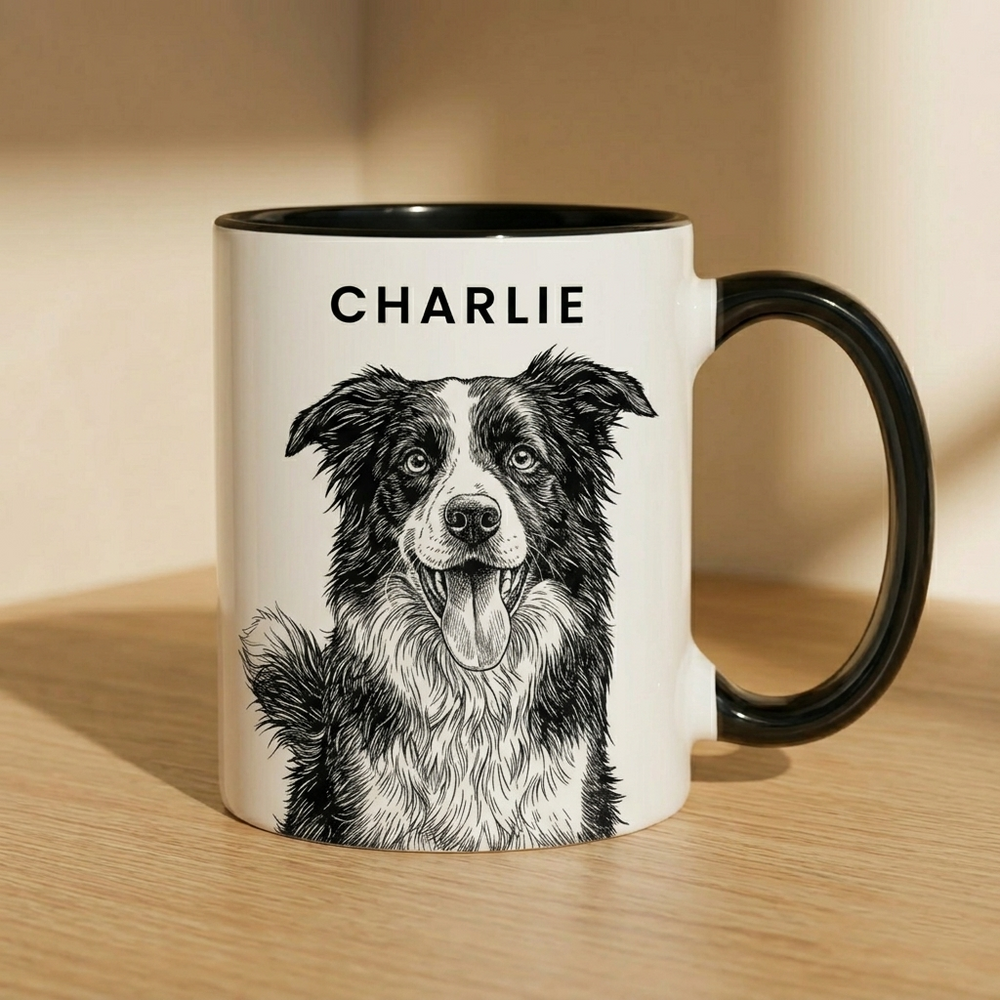 Pet Portrait Sketch Line Art For Him For Her - Personalized Mug | Custom Pet Lover Gift