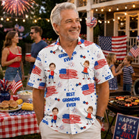 Best Dad Grandpa Ever Custom Photo - Personalized Hawaiian Shirt