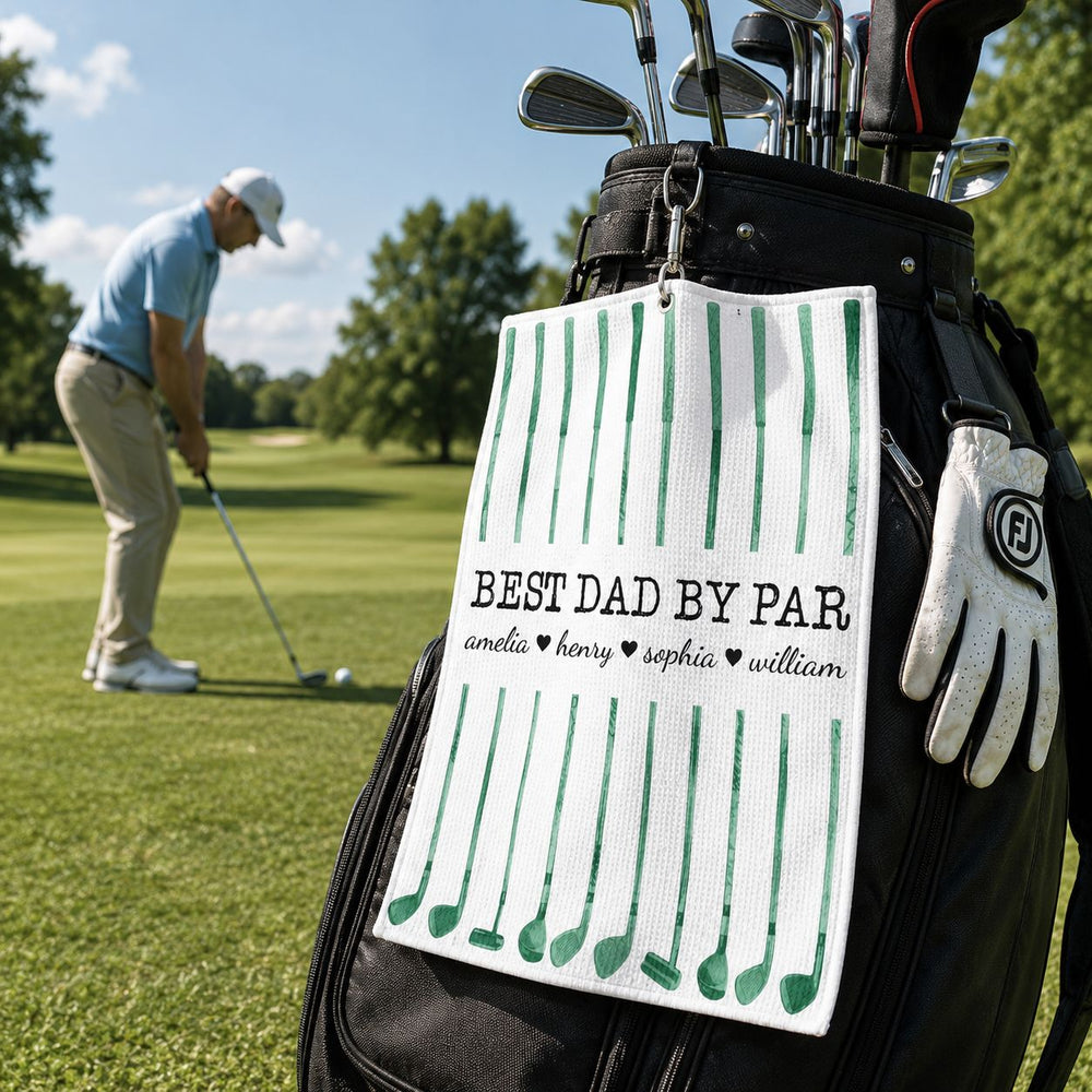 Best Dad By Par Custom Name Golf Dad - Personalized Golf Towel
