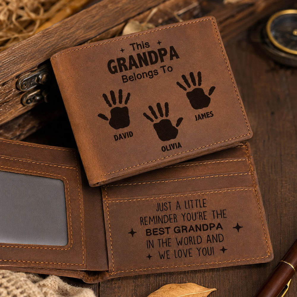 This Grandpa Belongs To We Love You - Personalized Leather Wallet