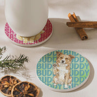 Custom Pet Portrait With Name Watercolor Art - Personalized Coaster