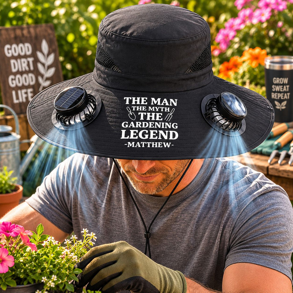 The Man The Myth The Gardening Legend - Personalized Solar Fan Hat