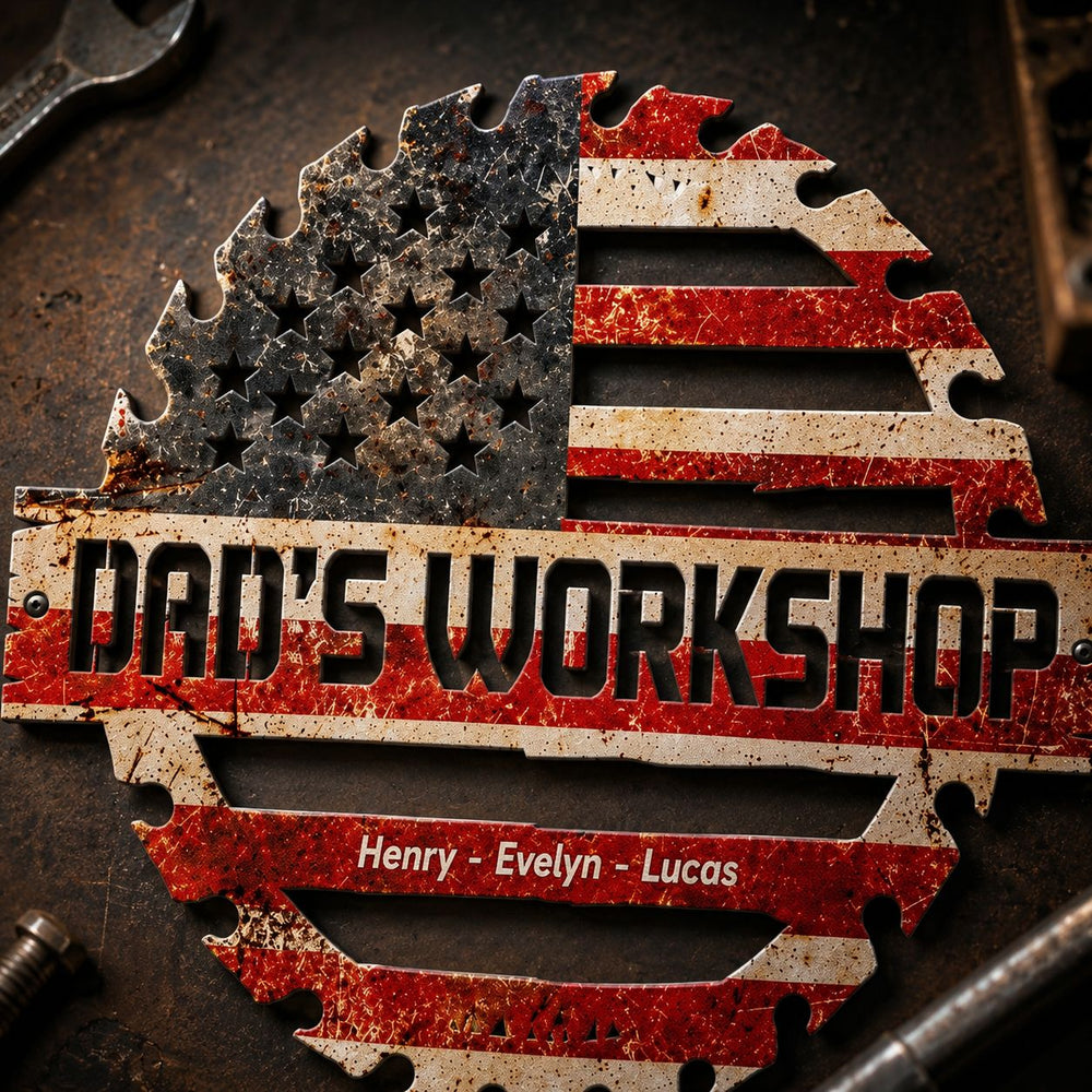Daddy's Garage, Papa's Garage Man Cave Steel Workshop Sign Father's Day Gifts - Personalized Metal Sign | Custom Gift For Dad’s Workshop Decor