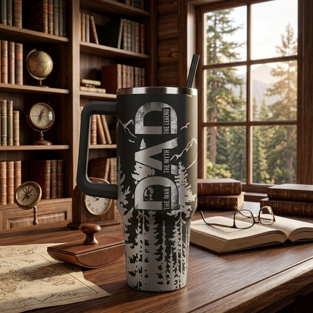 Dad, Grandpa, Papa Forest With Kids' Names - Personalized 40oz Tumbler