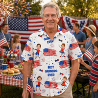 Best Dad Grandpa Ever Custom Photo - Personalized Hawaiian Shirt