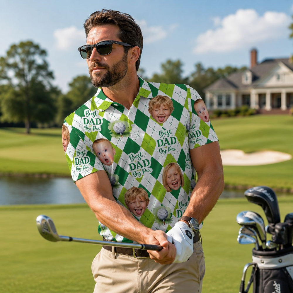 Best Dad By Par Argyle Pattern - Personalized Polo Shirt